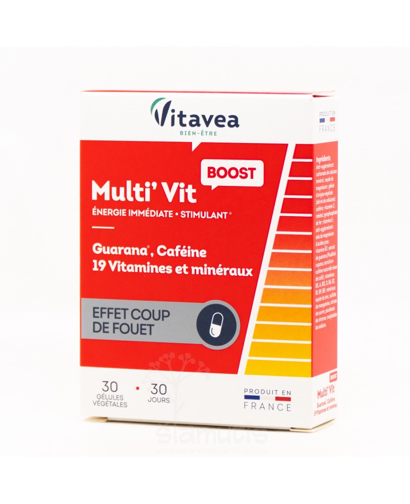 Vitavea  Gvaraninės paulinijos ekstraktas, kofeinas +19 vitaminų ir mikroelementų, maisto papildas