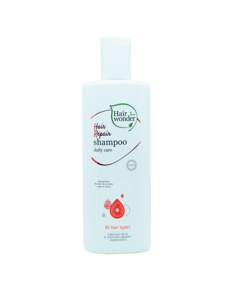 HAIRWONDER šampūnas su kreatinu, augaliniu keratinu, pantenoliu ir 8 ekologiškais ekstraktais kasdienai  Hair Repair