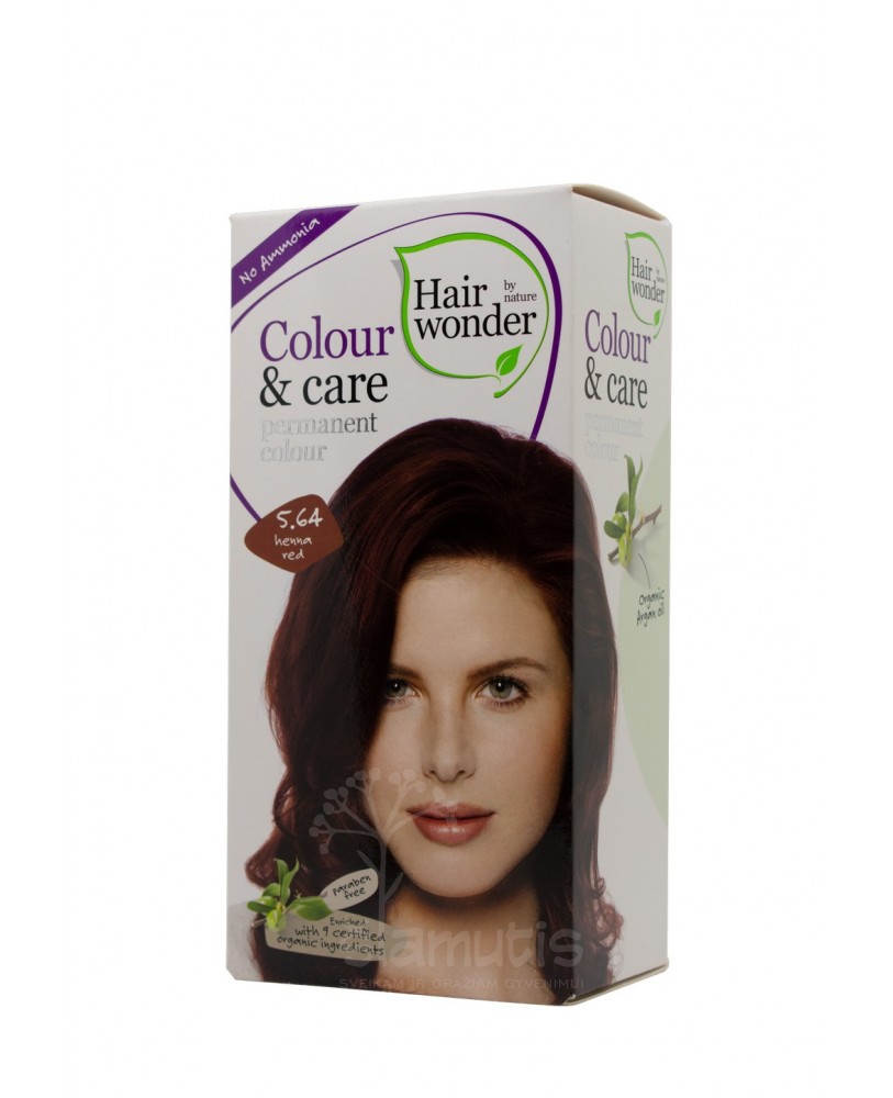 Hairwonder Colour & Care  ilgalaikiai plaukų dažai be amoniako spalva henna raudona 5.64