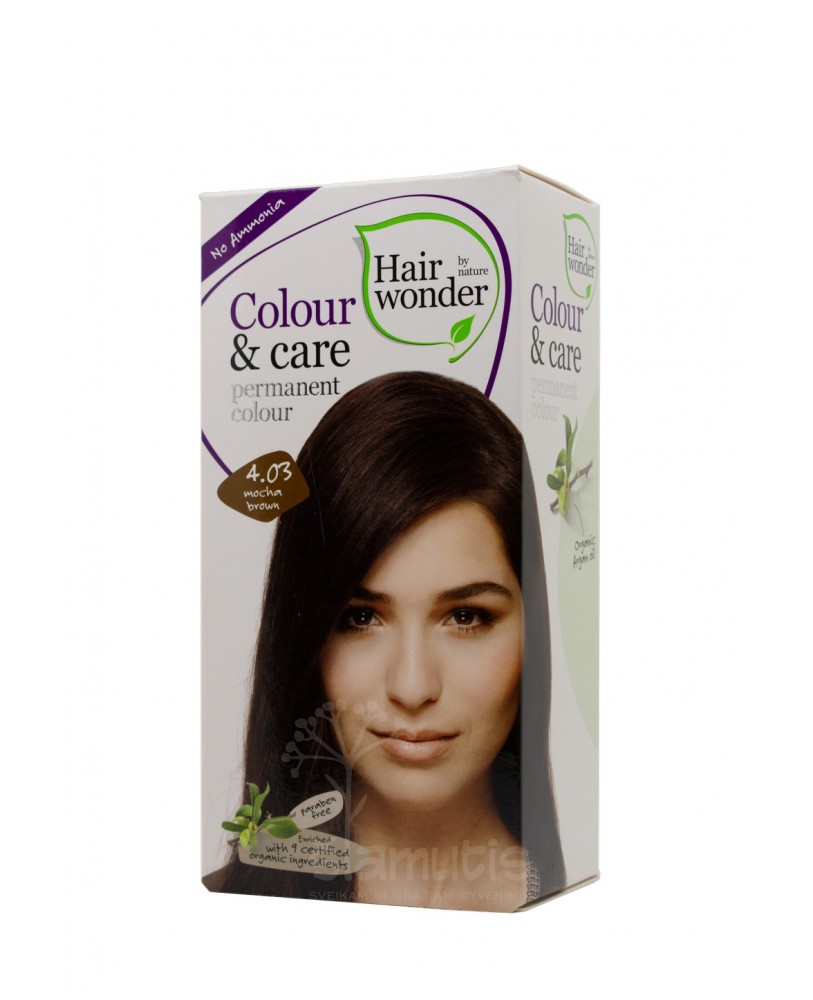 Hairwonder Colour & Care ilgalaikiai plaukų dažai be amoniako  spalva  kavos ruda 4.03
