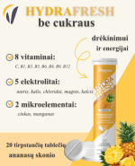 VITAVEA HYDRAFRESH be cukraus ananasų skonio, 20 tirpstančių  tablečių - Image 2