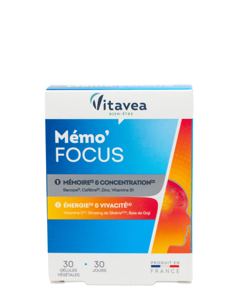 Vitavea-atminciai-memo-focus_slamutis.lt VITAVEA Memo'Focus atminčiai ir energijai, 30 augalinės kilmės kapsulių - Image 1