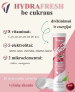 VITAVEA HYDRAFRESH be cukraus vyšnių skonio, 20 tirpstančių tablečių - Image 3
