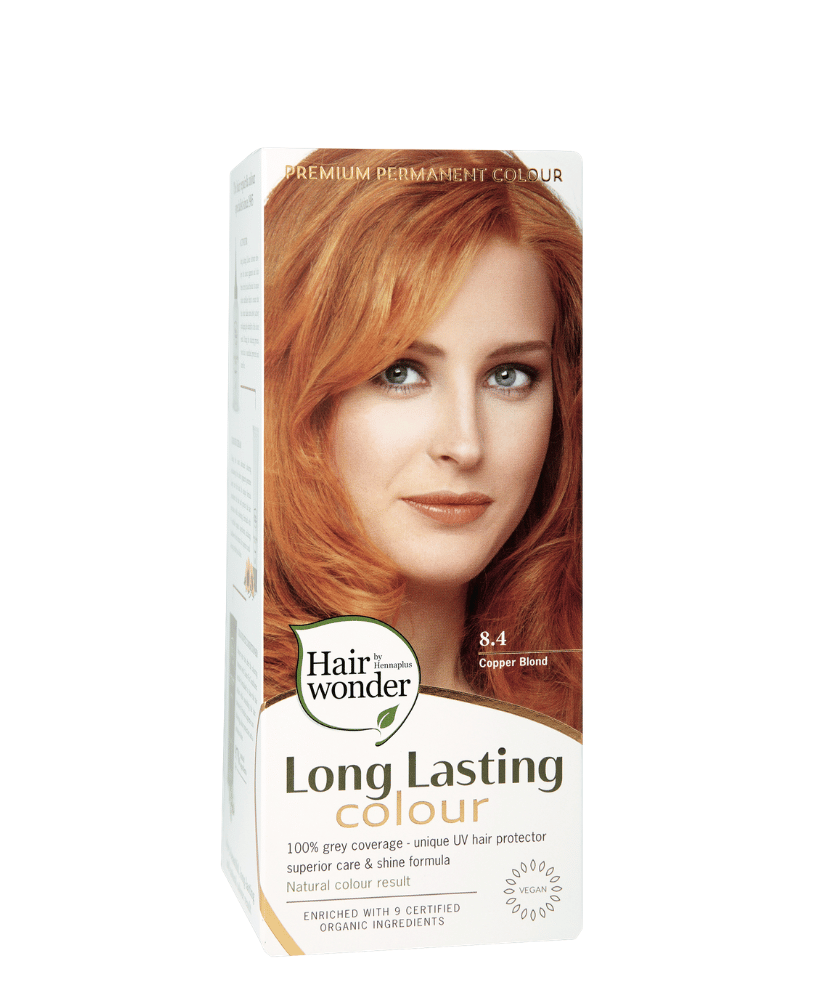 Hairwonder-ilgalaikiai-plauku-dazai-vario-blondine_slamutis.lt HAIRWONDER Ilgalaikiai plaukų dažai, spalva šviesi blondinė vario atspalvio 8.4 - Image 1